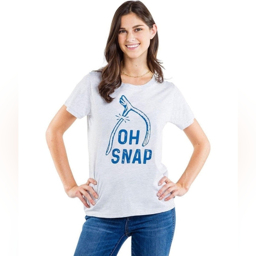 Tipsy Elves OH SNAP Short Sleeve Tee, S, Heather Grey, EUC